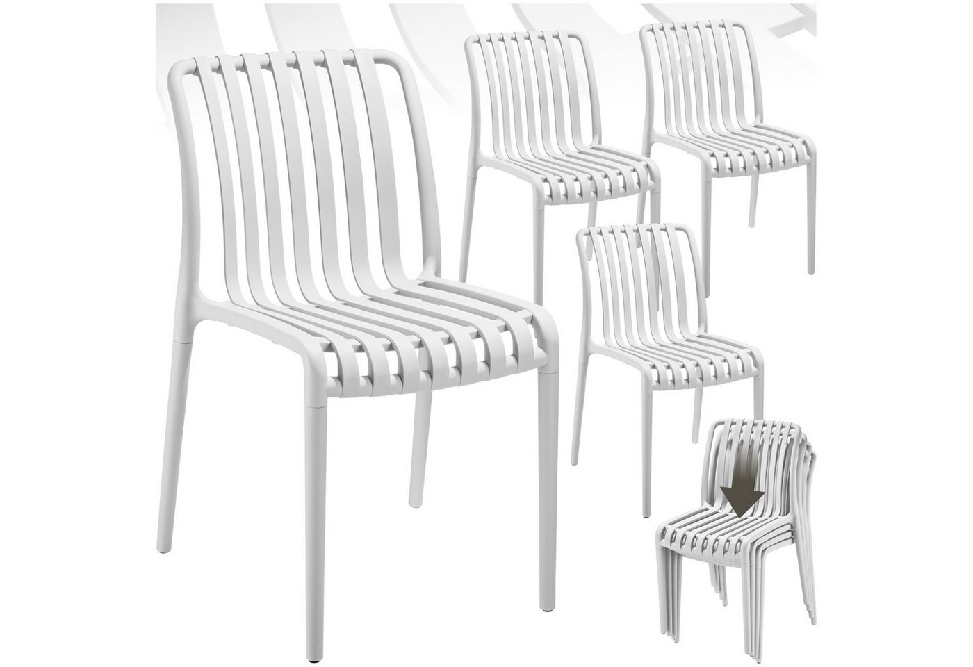 tectake Gartenstuhl Gartenstühle (Set., 4 St), Wetterfester, robuster und langlebiger Kunststoff von tectake