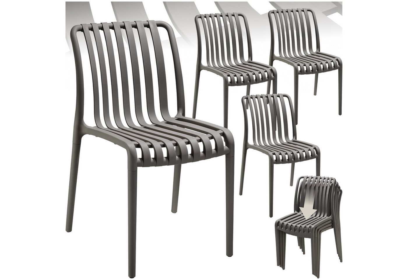 tectake Gartenstuhl Gartenstühle (Set., 4 St), Wetterfester, robuster und langlebiger Kunststoff von tectake