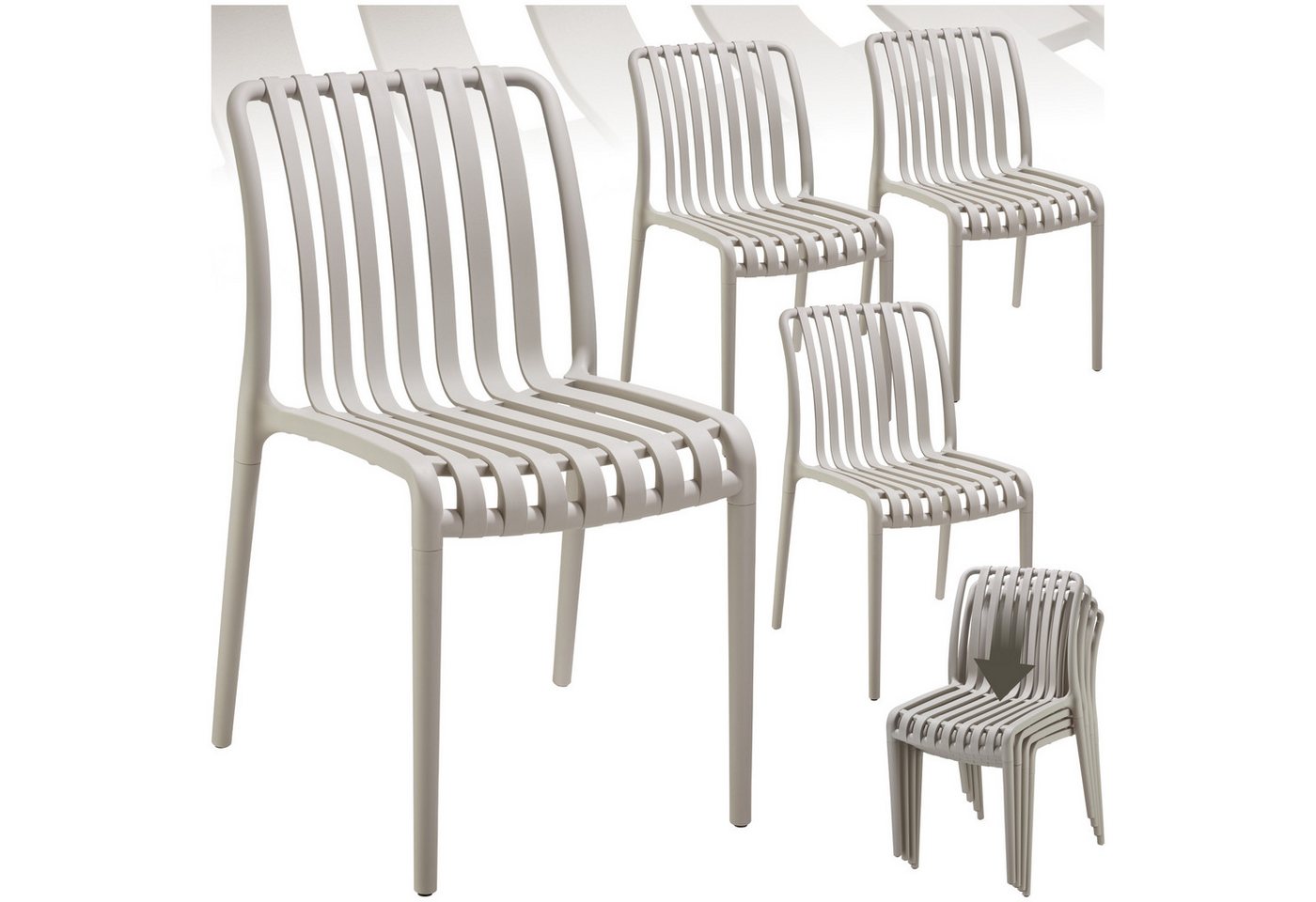 tectake Gartenstuhl Gartenstühle (Set., 4 St), Wetterfester, robuster und langlebiger Kunststoff von tectake