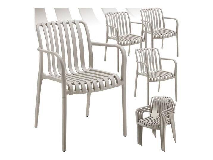 tectake Gartenstuhl Gartenstühle (Set., 4 St), Wetterfester, strapazierfähiger und langlebiger Kunststoff, grau von tectake