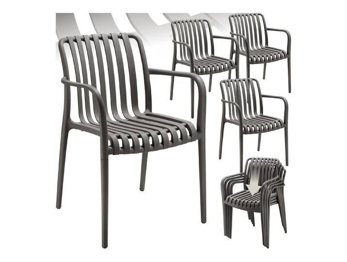 tectake Gartenstuhl Gartenstühle (Set., 4 St), Wetterfester, strapazierfähiger und langlebiger Kunststoff, grau von tectake
