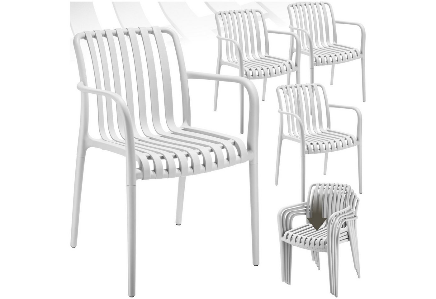 tectake Gartenstuhl Gartenstühle (Set., 4 St), Wetterfester, strapazierfähiger und langlebiger Kunststoff von tectake