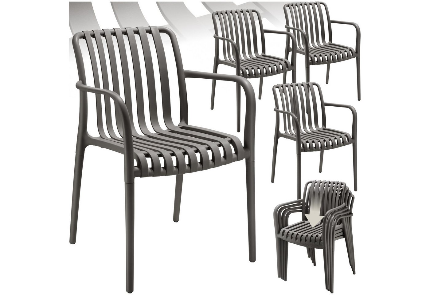 tectake Gartenstuhl Gartenstühle (Set., 4 St), Wetterfester, strapazierfähiger und langlebiger Kunststoff von tectake