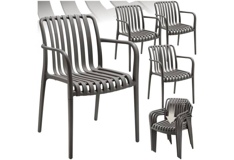 tectake Gartenstuhl Gartenstühle (Set., 4 St), Wetterfester, strapazierfähiger und langlebiger Kunststoff von tectake