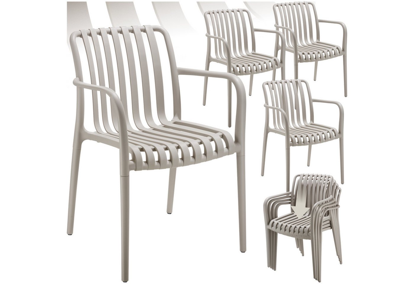 tectake Gartenstuhl Gartenstühle (Set., 4 St), Wetterfester, strapazierfähiger und langlebiger Kunststoff von tectake