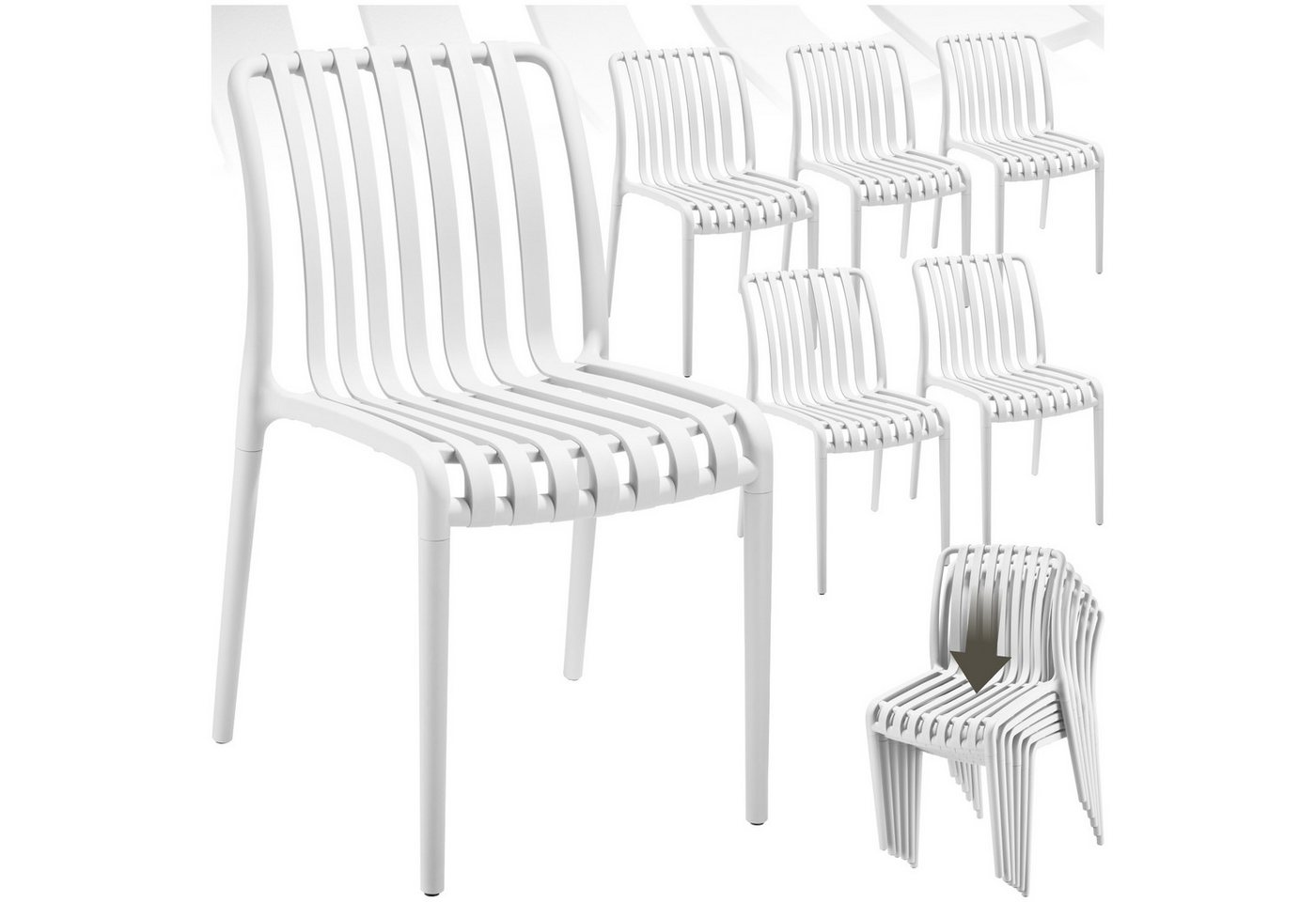 tectake Gartenstuhl Gartenstühle (Set., 6 St), Wetterfester, robuster und langlebiger Kunststoff von tectake