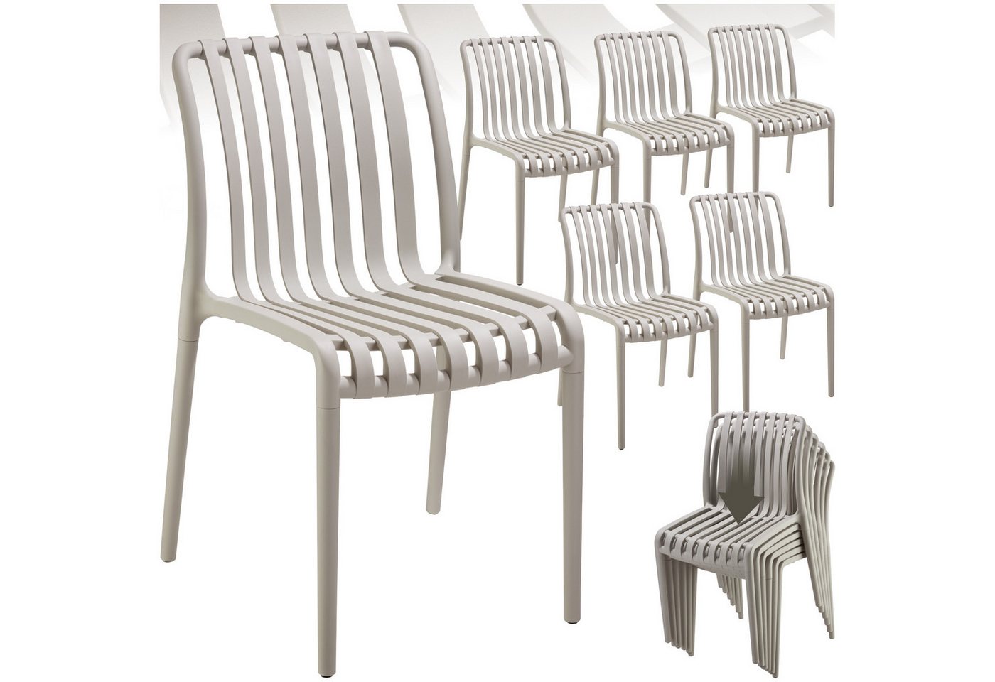 tectake Gartenstuhl Gartenstühle (Set., 6 St), Wetterfester, robuster und langlebiger Kunststoff von tectake