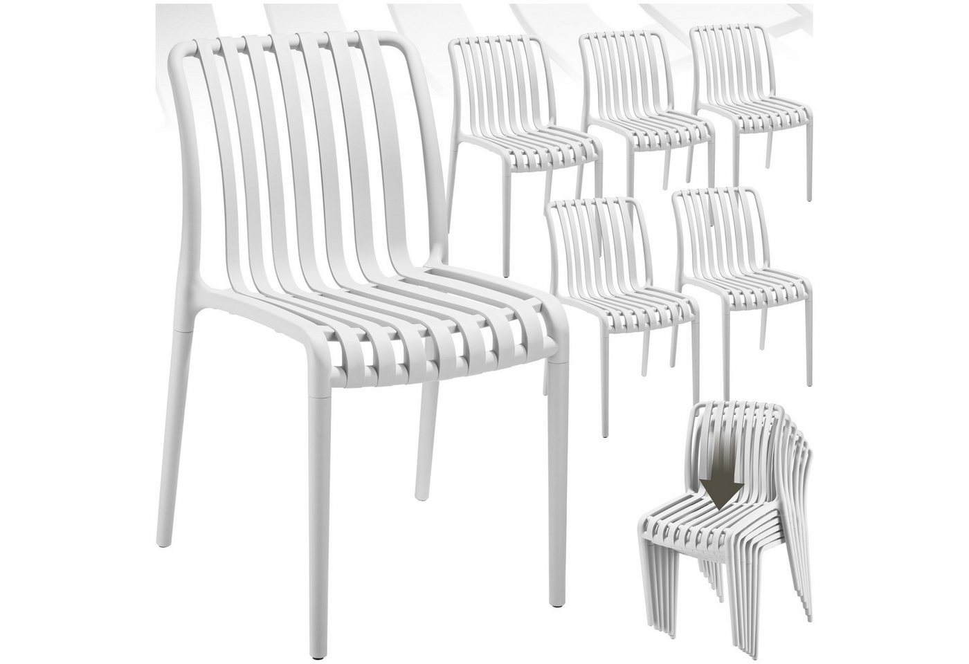 tectake Gartenstuhl Gartenstühle (Set., 6 St), Wetterfester, robuster und langlebiger Kunststoff von tectake