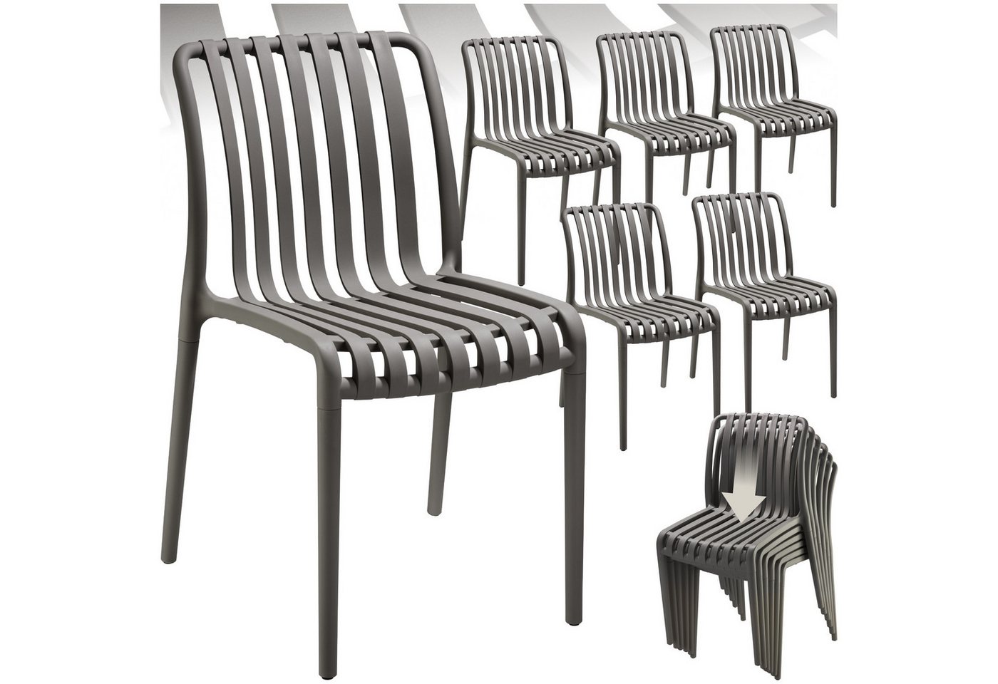 tectake Gartenstuhl Gartenstühle (Set., 6 St), Wetterfester, robuster und langlebiger Kunststoff von tectake