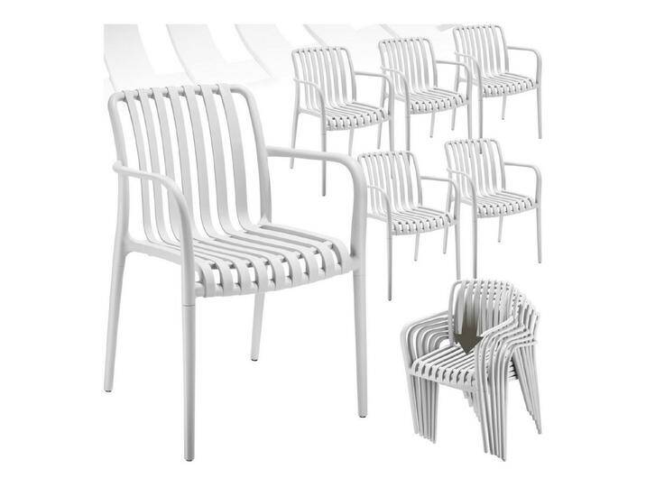 tectake Gartenstuhl Gartenstühle (Set., 6 St), Wetterfester, strapazierfähiger und langlebiger Kunststoff, beige von tectake