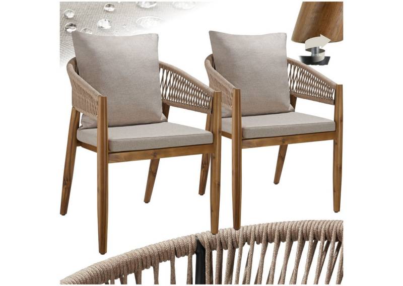 tectake Gartenstuhl Manacor (Komplettset., 2 St), Durchgehende Arm- und Rückenlehne von tectake