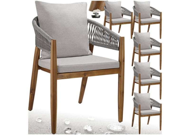 tectake Gartenstuhl Manacor (Set, 6 St), Durchgehende Arm- und Rückenlehne von tectake