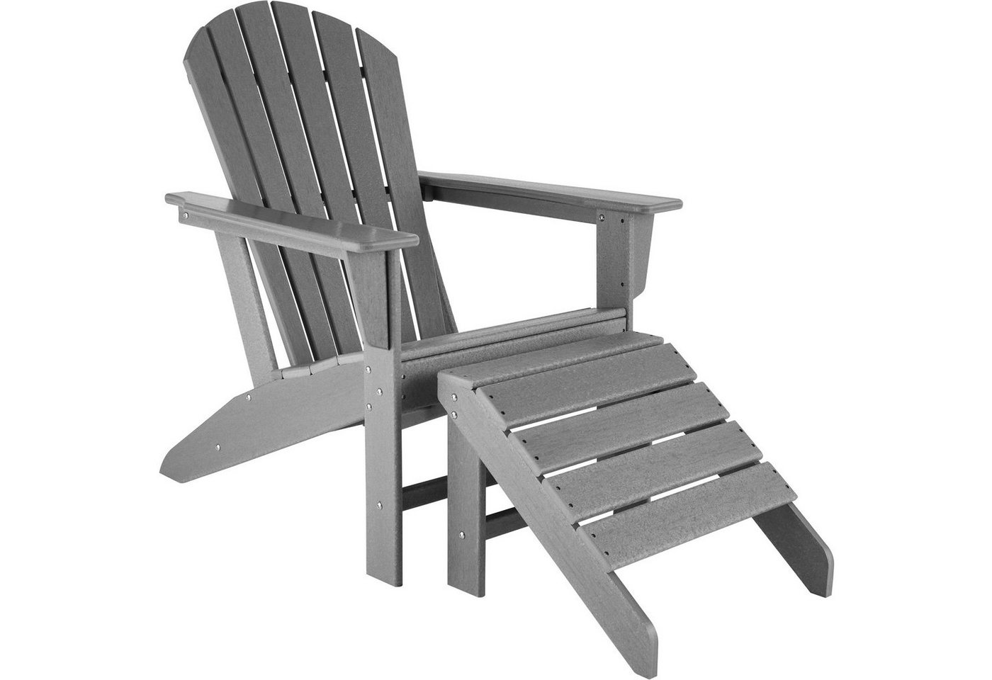 tectake Gartenstuhl Outdoorstuhl mit Fußablage im Adirondack-Design (Set., 1 St), Stabile, standsichere und wetterfeste Bauweise von tectake