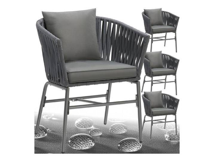 tectake Gartenstuhl Stuhlset (Set., 4 St), Solide Gestelle aus pulverbeschichtetem Stahl, grau, 4 St. von tectake