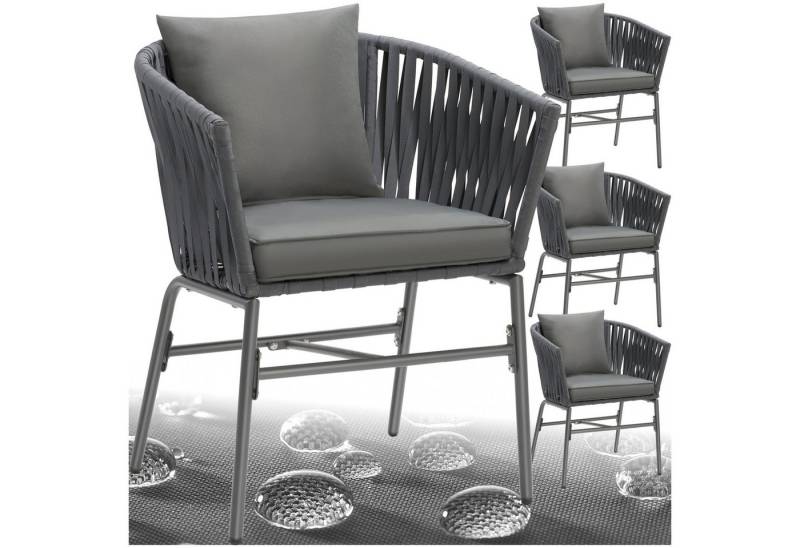 tectake Gartenstuhl Stuhlset (Set., 4 St), Solide Gestelle aus pulverbeschichtetem Stahl von tectake