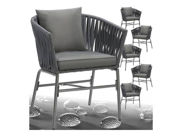 tectake Gartenstuhl Stuhlset (Set., 6 St), Solide Gestelle aus pulverbeschichtetem Stahl, grau, 6 St. von tectake