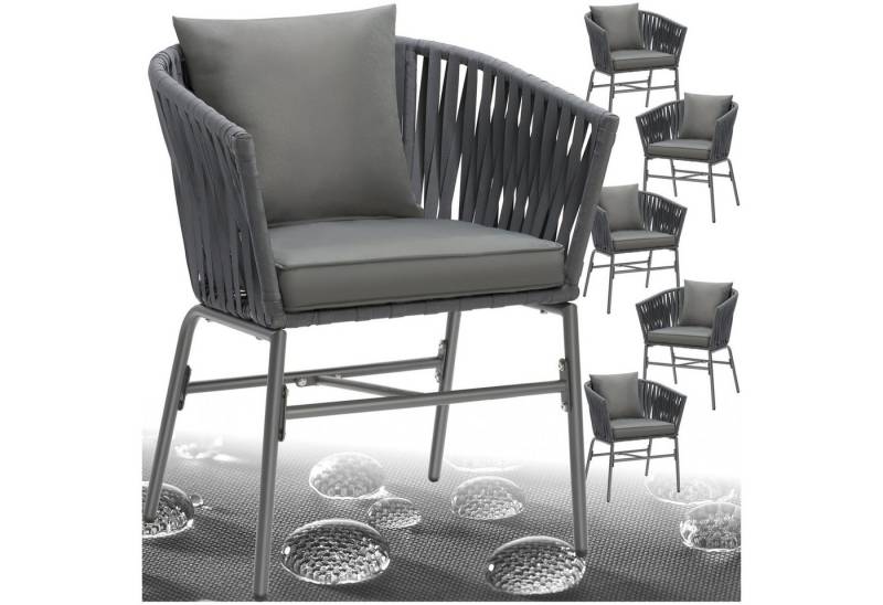 tectake Gartenstuhl Stuhlset (Set, 6 St), Solide Gestelle aus pulverbeschichtetem Stahl von tectake