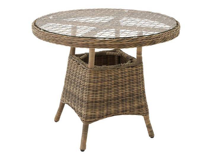 tectake Gartentisch (1-St., 1 tlg), Hochwertiges Geflecht aus strapazierfähigem Polyrattan, beige von tectake