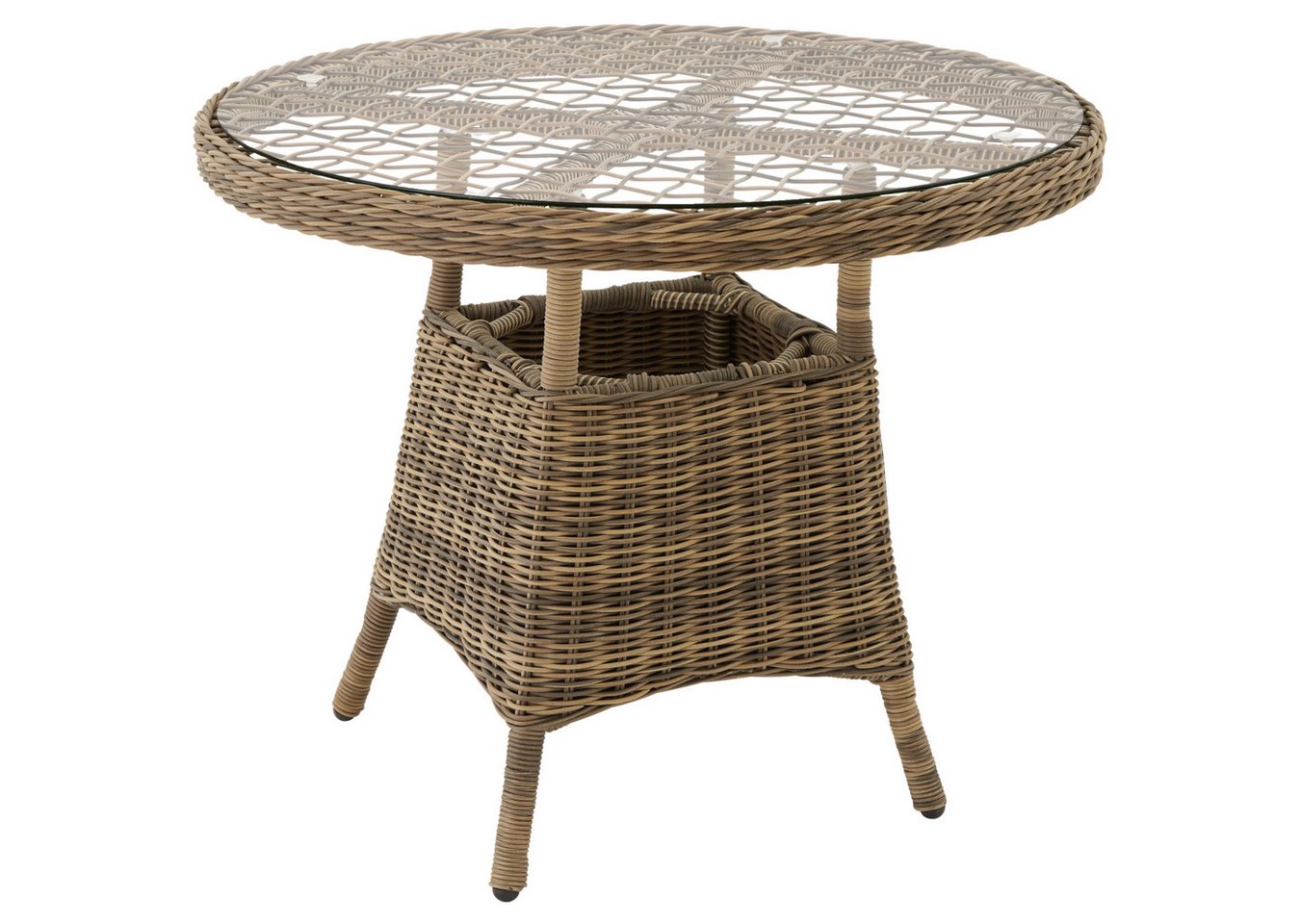 tectake Gartentisch (1-St., 1 tlg), Hochwertiges Geflecht aus strapazierfähigem Polyrattan von tectake