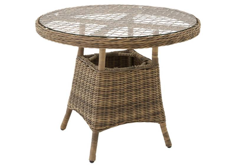 tectake Gartentisch (1-St., 1 tlg), Hochwertiges Geflecht aus strapazierfähigem Polyrattan von tectake