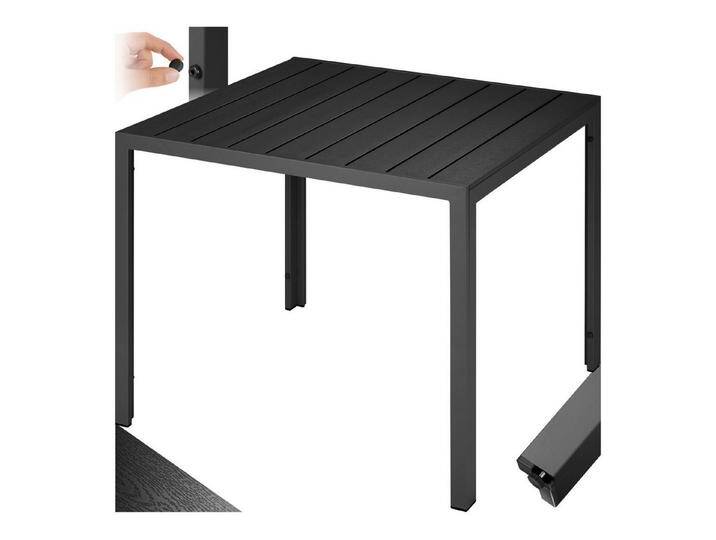tectake Gartentisch Maren (1-St., 1 tlg), Tischfläche aus Paneele in Holzoptik, schwarz von tectake