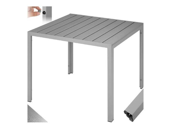 tectake Gartentisch Maren (1-St., 1 tlg), Tischfläche aus Paneele in Holzoptik, silberfarben von tectake