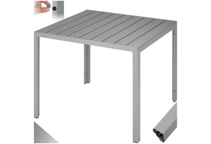 tectake Gartentisch Maren (1-St., 1 tlg), Tischfläche aus Paneele in Holzoptik von tectake