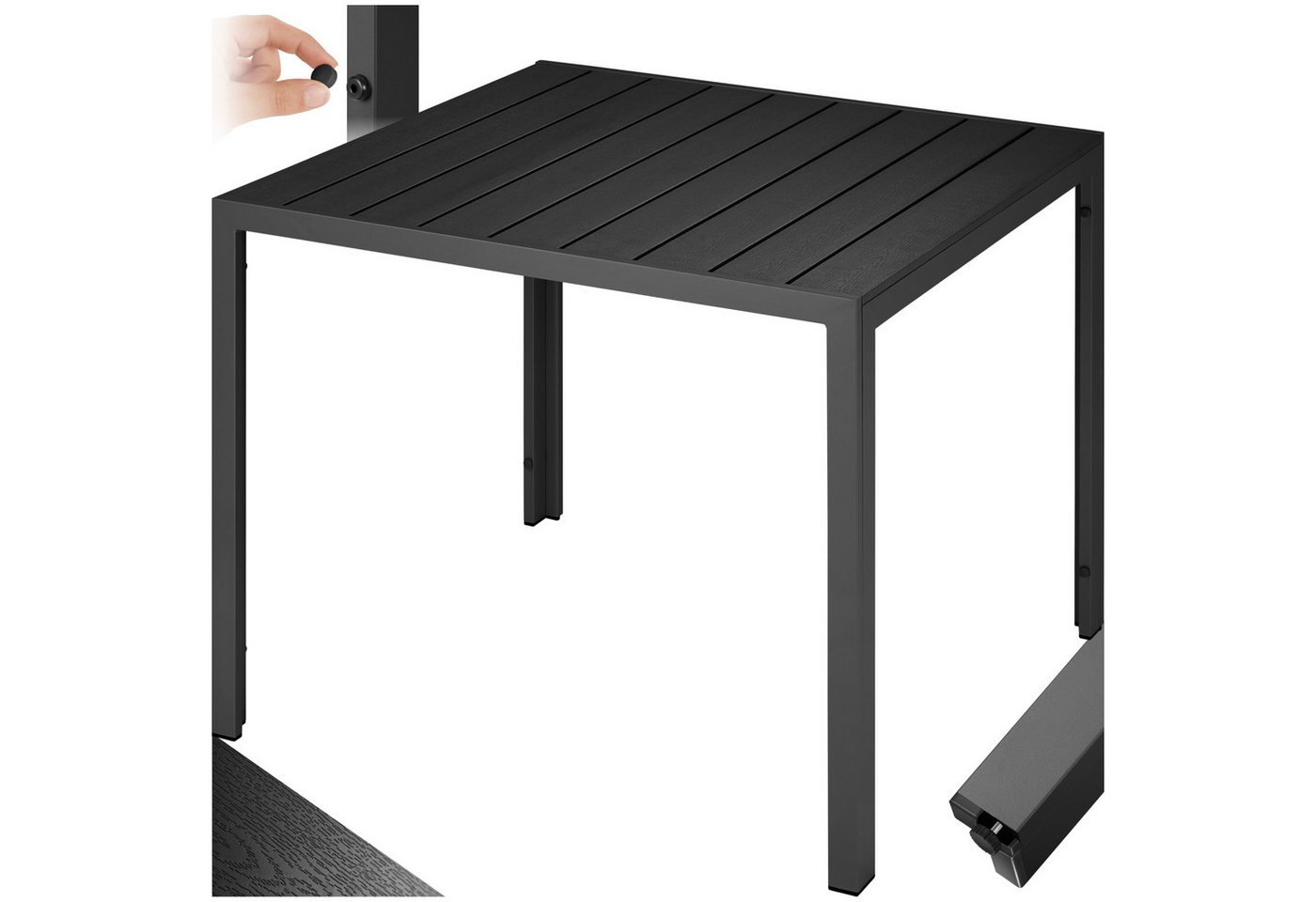 tectake Gartentisch Maren (1-St., 1 tlg), Tischfläche aus Paneele in Holzoptik von tectake