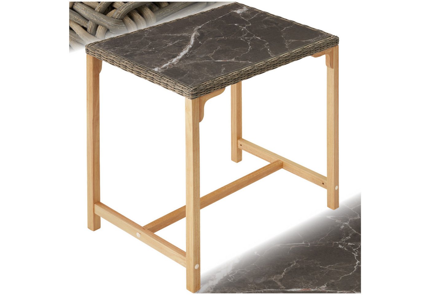 tectake Gartentisch Rattan Bartisch (1-St., 1 tlg), Schicker Rattan-Bartisch für den Outdoor-Gebrauch von tectake