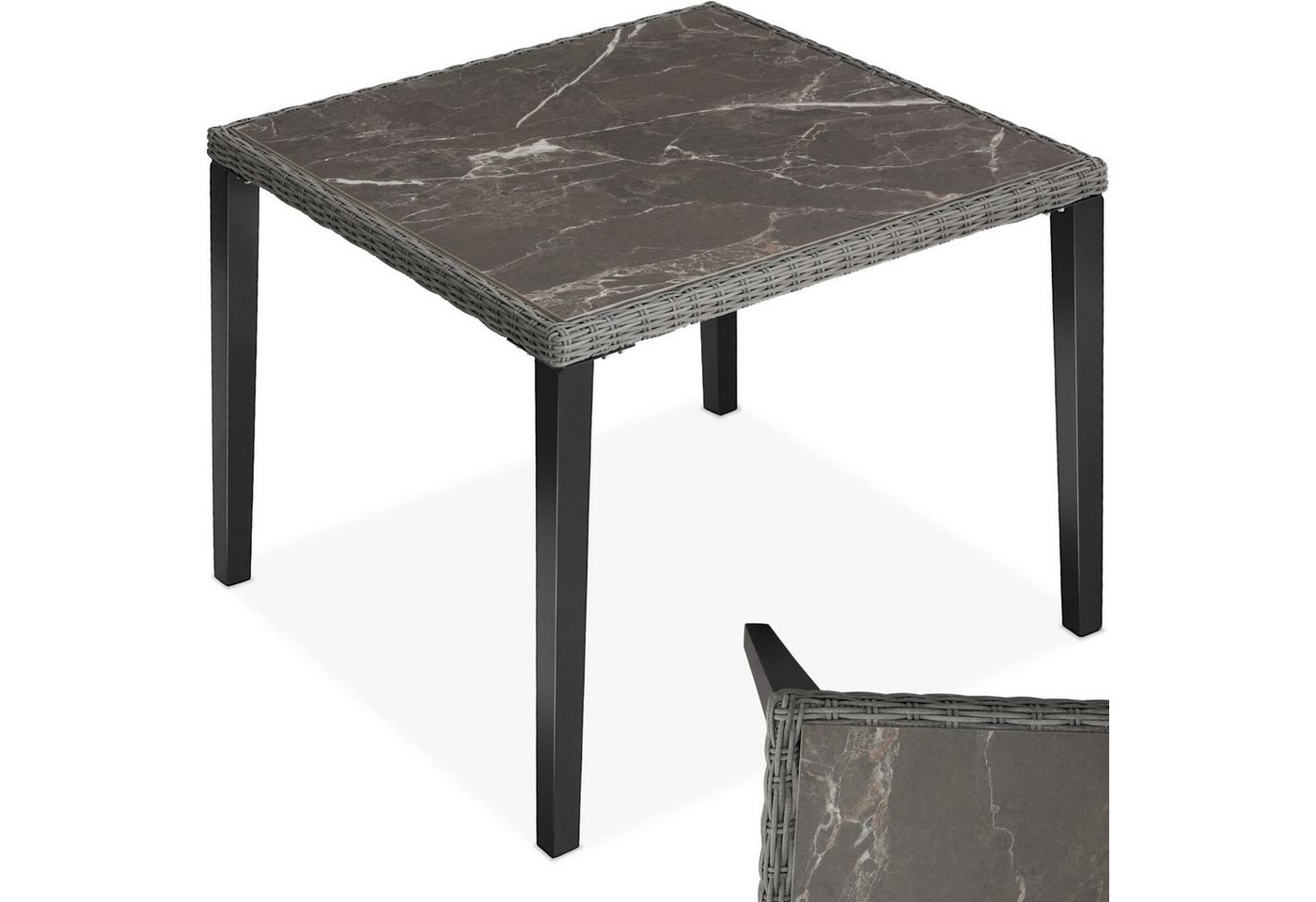 tectake Gartentisch Rattan Tisch, mit Aluminium- und Holzgestell tectake Gartentisch Rattan Tisch, mit Aluminium- und Holzgestell von tectake