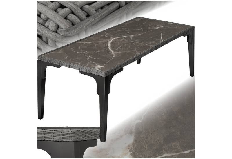 tectake Gartentisch Rattan Tisch (1-St., 1 tlg), Großer Rattantisch für gesellige Stunden im Freien von tectake