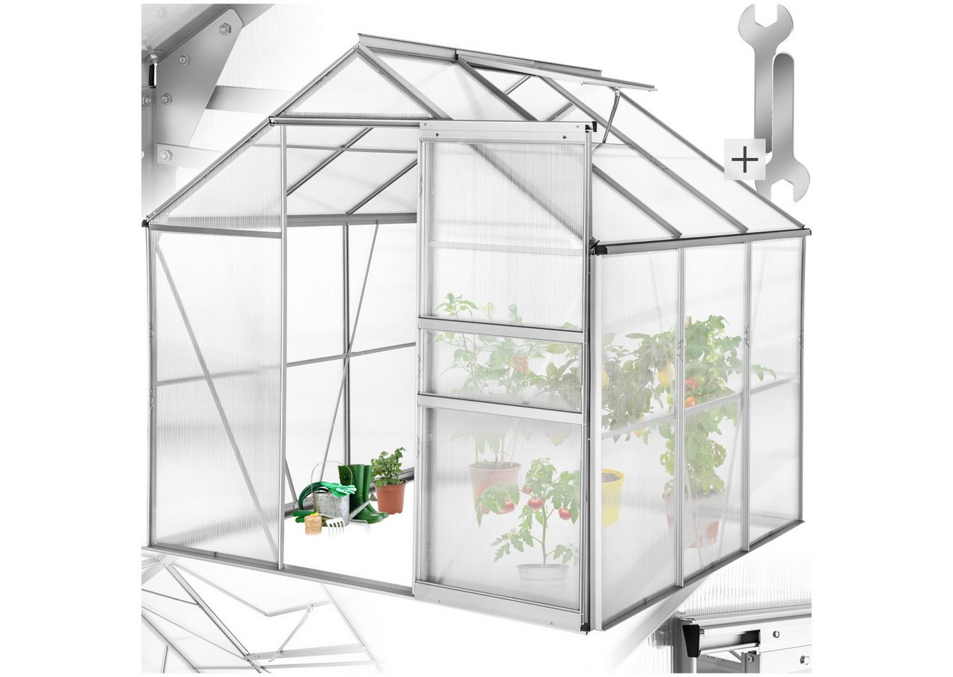 tectake Gewächshaus Treibhaus aus Aluminium, UV-beständig, 185x190x195cm, 0,40 mm Wandstärke, Set, 185 x 190 x 195 cm, 5,85 m³ tectake Gewächshaus Treibhaus aus Aluminium, UV-beständig, 185x190x195cm, 0,40 mm Wandstärke, Set, 185 x 190 x 195 cm, 5,85 m³ von tectake