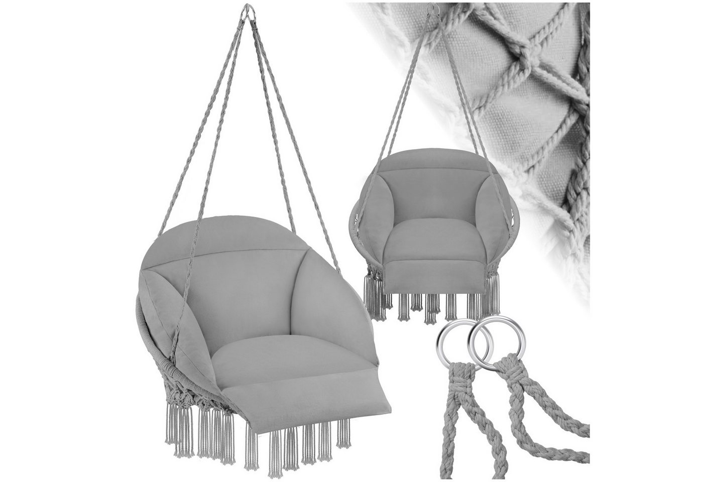tectake Hängesessel Schaukelstuhl Samira, mit dickem Sitzkissen tectake Hängesessel Schaukelstuhl Samira, mit dickem Sitzkissen von tectake