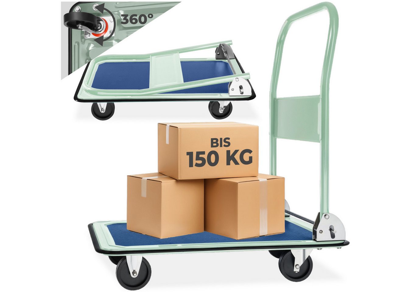 tectake Handwagen Plattformwagen, (Set), klappbarer Handgriff von tectake