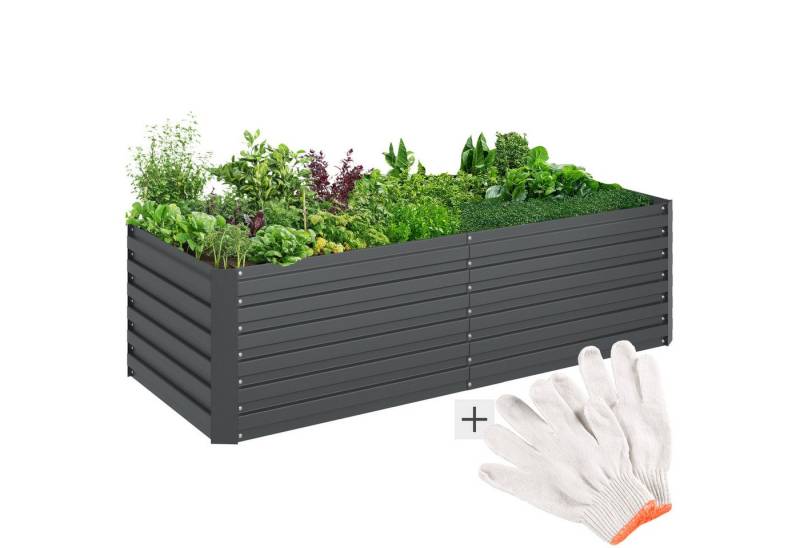 tectake Hochbeet Pflanzenkasten Blomma, 880l, verzinkt, 200x80x56cm, aus verzinktem Stahl von tectake