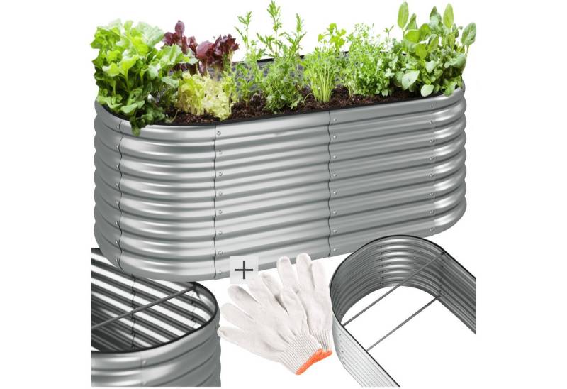 tectake Hochbeet Pflanzenkasten Flormma, 603l, verzinkt, 160x80x60cm, aus verzinktem Stahl von tectake