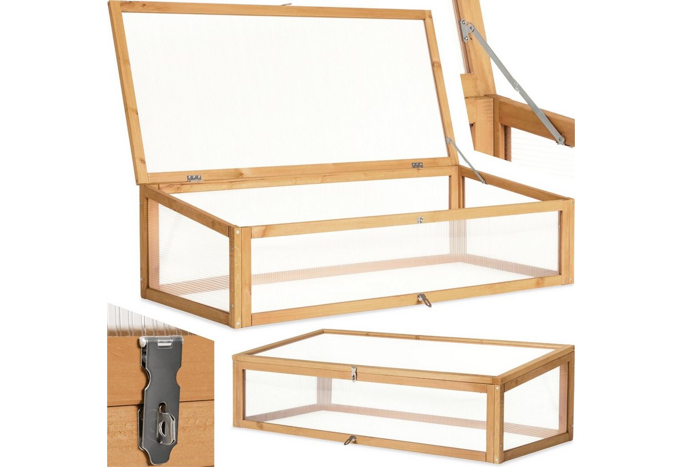 tectake Hochbeet Frühbeet-Aufsatz für Hochbeet 115x53x34cm von tectake