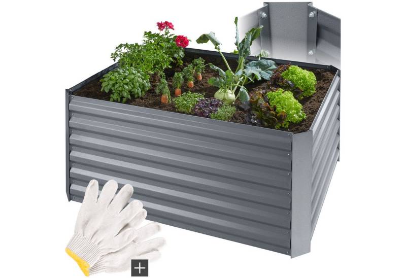 tectake Hochbeet Pflanzenkasten Salvia 600l verzinkt 120x90x57cm, aus verzinktem Stahl von tectake