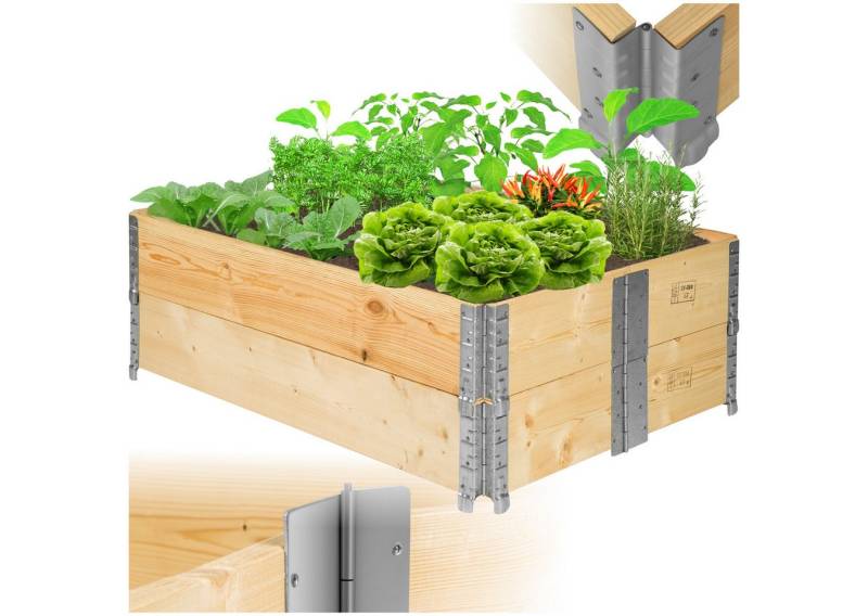 tectake Hochbeet Pflanzenkasten klappbar und stapelbar 120x80x19cm (2 St), aus Holz von tectake