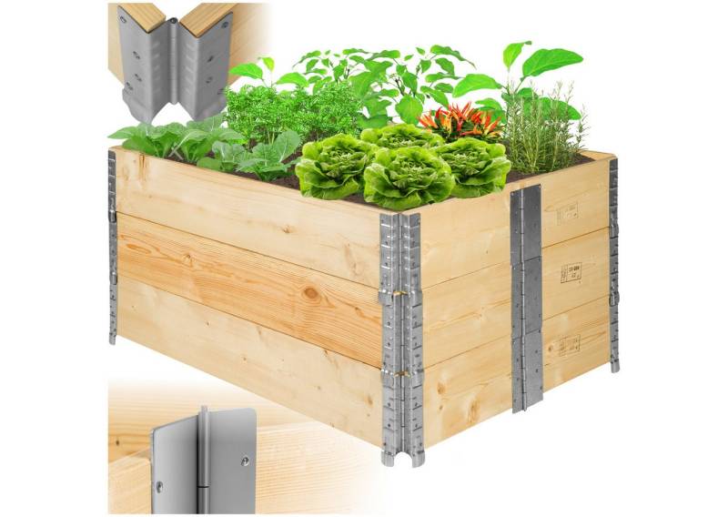 tectake Hochbeet Pflanzenkasten klappbar und stapelbar 120x80x19cm (3 St), aus Holz von tectake