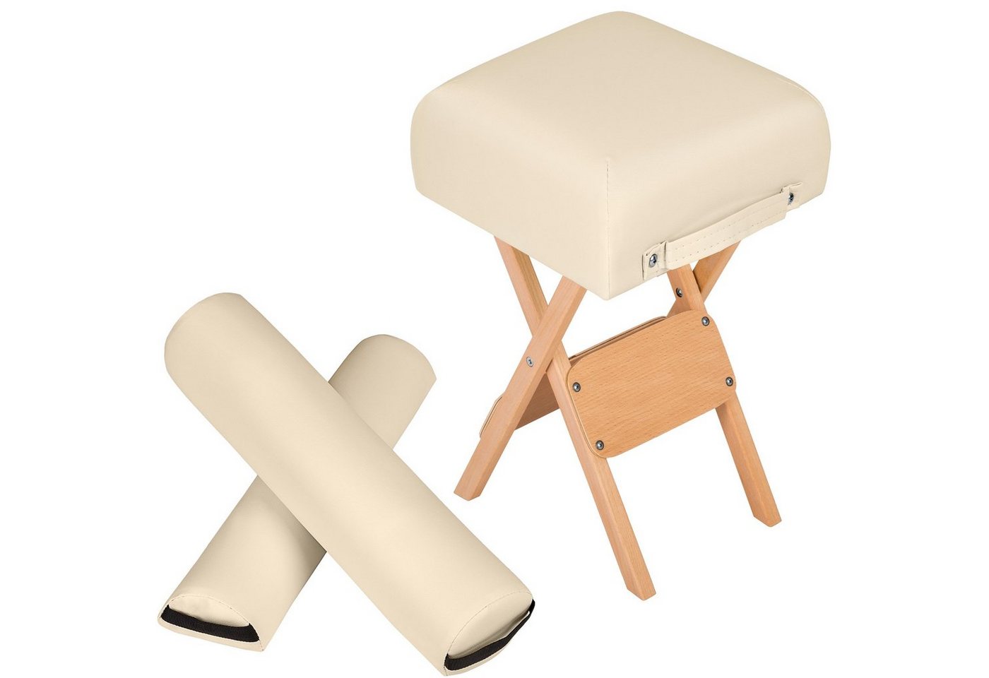 tectake Hocker Sitzhocker mit 2 Lagerungsrollen, aus Holz und Kunstleder von tectake