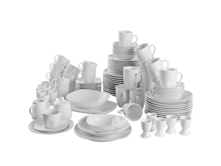 tectake KOMBISERVICE, Weiß, Keramik, 19.5x3x30 cm, Essen & Trinken, Geschirr, Geschirr-Sets von tectake