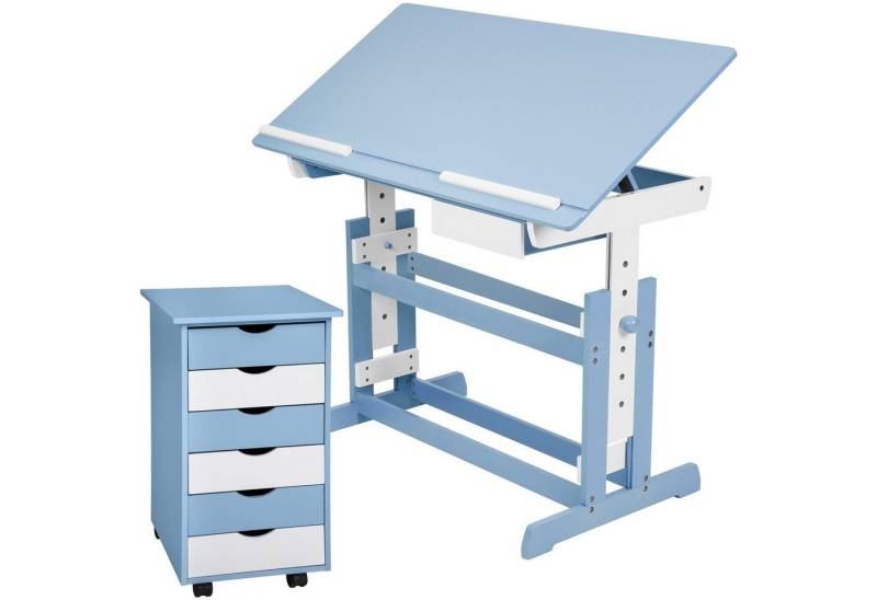 tectake Kinderschreibtisch Schreibtisch (1-St., 2 tlg), Höhenverstellbar von tectake