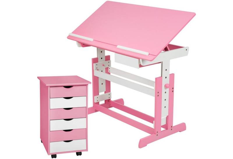 tectake Kinderschreibtisch Schreibtisch (1-St., 2 tlg), Höhenverstellbar von tectake