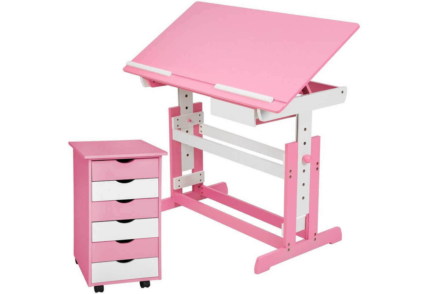 tectake Kinderschreibtisch Schreibtisch (1-St., 2 tlg), Höhenverstellbar von tectake