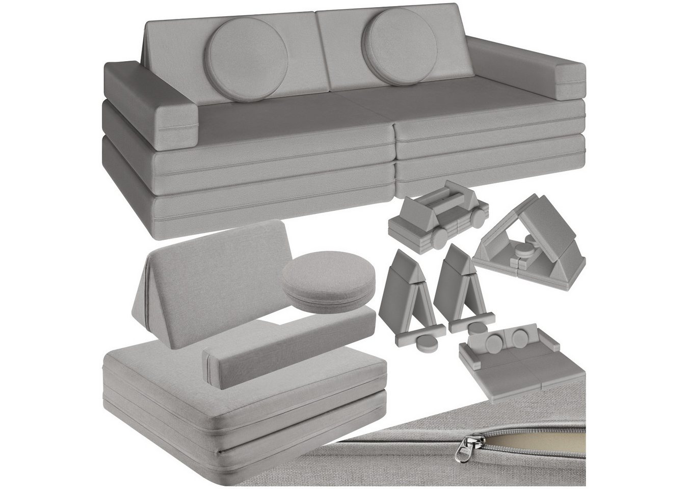 tectake Kindersofa Spielsofa, 8-teilig, flexible Anordnung von tectake
