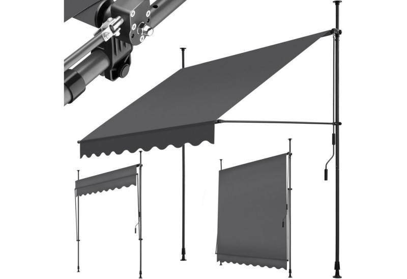 tectake Klemm-Senkrechtmarkise Klemmmarkise mit Handkurbel von tectake
