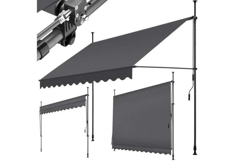 tectake Klemm-Senkrechtmarkise Klemmmarkise mit Handkurbel von tectake