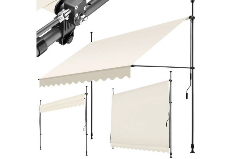 tectake Klemm-Senkrechtmarkise Klemmmarkise mit Handkurbel von tectake