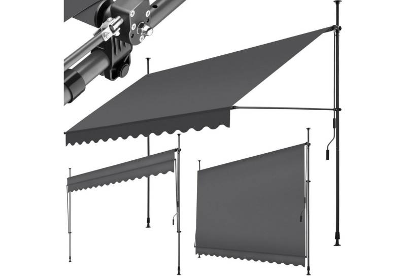 tectake Klemm-Senkrechtmarkise Klemmmarkise mit Handkurbel von tectake